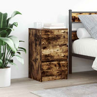 vidaXL Bedside Cabinet with 3 Drawers Smoked Oak 39x35x65 cm