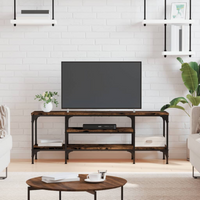 vidaXL TV Cabinet Smoked Oak 121x35x45 cm Engineered Wood&Iron