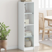 vidaXL Highboard with Glass Doors White 35x37x142 cm