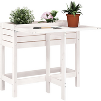 vidaXL Garden Planter with Folding Tabletop White Solid Wood Pine