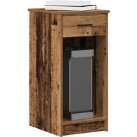 vidaXL Computer Tower Stand with Drawer Old Wood 35x45x77 cm