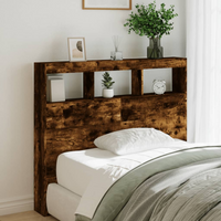 vidaXL Headboard Cabinet with LED Smoked Oak 120x17x102 cm