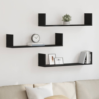 vidaXL Wall Shelves 3 pcs Black Oak 80x18x18 cm Engineered Wood
