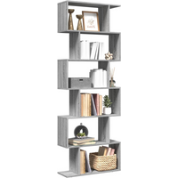 vidaXL Room Divider Bookcase 6-Tier Grey Sonoma 70x24x193 cm Engineered Wood