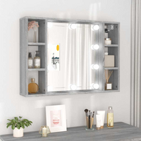 vidaXL Mirror Cabinet with LED Grey Sonoma 76x15x55 cm