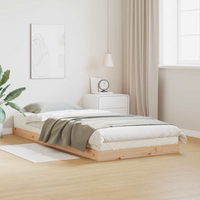 vidaXL Floor Bed Frame Natural 223.5 x 94 x 9 cm Solid Pine Wood