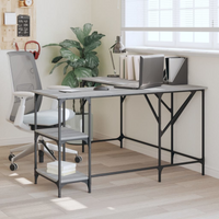 vidaXL Desk Grey Sonoma 139x139x75 cm Engineered Wood