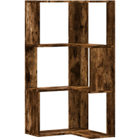 vidaXL Corner Bookcase 3-Tier Smoked Oak 50x50x102 cm Engineered Wood