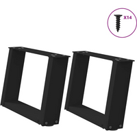 vidaXL Coffee Table Legs U-Shaped 2 pcs Black 40x(30-31) cm Steel
