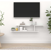 vidaXL Wall-Mounted TV Shelf White 125x18x23 cm Engineered Wood