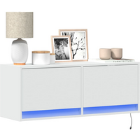 vidaXL TV Wall Cabinet with LED Lights White 100x31x35 cm