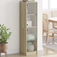 vidaXL Highboard with Glass Doors Sonoma Oak 35x37x142 cm