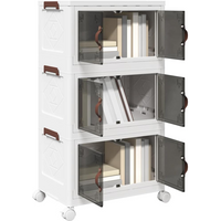 vidaXL Stackable Storage Box with Wheels 3-Tier 28 L 48.5x29.5x86 cm