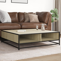 vidaXL Coffee Table Sonoma Oak 100x100x30 cm Engineered Wood and Metal