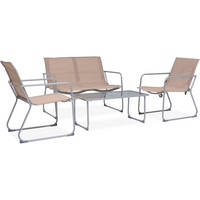 vidaXL 4 Piece Garden Lounge Set Fabric & Steel Taupe