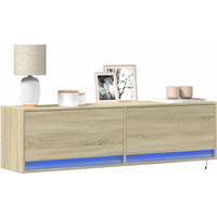 vidaXL TV Wall Cabinet with LED Lights Sonoma Oak 140x31x38 cm