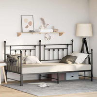 vidaXL Daybed Frame with Headboard Black 100 x 190 cm Steel
