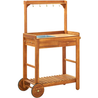 vidaXL Garden Kitchen Trolley Solid Acacia Wood 92x43.5x141.5 cm