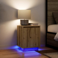 vidaXL Bedside Cabinets with LED Lights 2 pcs Artisan Oak 38x34x50 cm