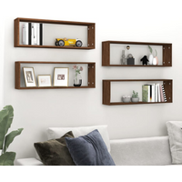 vidaXL Wall Cube Shelves 4 pcs Brown Oak 80x15x26.5 cm Engineered Wood