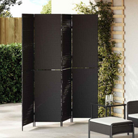 vidaXL Room Divider Folding Manual Black 195 x 180 cm Poly Rattan
