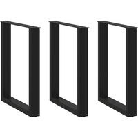 vidaXL Dining Table Legs U-Shaped 3 pcs Black 70x(72-73) cm Steel