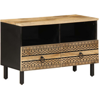 vidaXL TV Cabinet Black 70x33.5x46 cm Solid Rough Wood Mango