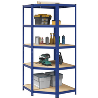 vidaXL 5-Layer Corner Shelf Blue Steel&Engineered Wood