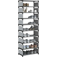 vidaXL Shoe Rack 10-Tier Grey 54x28x158 cm Non-woven Fabric