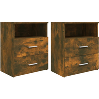 vidaXL Bed Cabinets 2 pcs Smoked Oak 50x32x60 cm