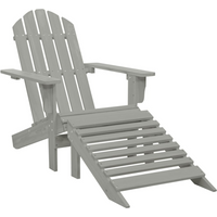 vidaXL Garden Chair with Ottoman Wood Grey
