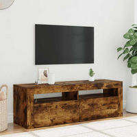 vidaXL TV Cabinet with LED Lights Smoked Oak 120x35x40 cm