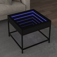 vidaXL Coffee Table with Infinity LED Black 50x50x41 cm