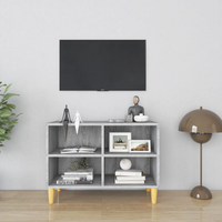 vidaXL TV Cabinet with Solid Wood Legs Grey Sonoma 69.5x30x50 cm