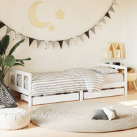 vidaXL Kids Bed Frame with Drawers White 90x200 cm Solid Wood Pine