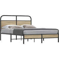 vidaXL Bed Frame Without Mattress 135x190 cm Smoked Oak Engineered Wood