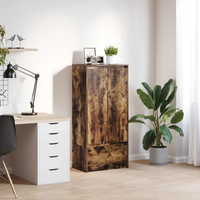 vidaXL Cabinet with Drawer Smoked Oak 55.5x34x119.5 cm Engineered Wood
