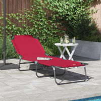 vidaXL Folding Sun Lounger Folding 1-person Red 56 x 189 x 87cm Fabric
