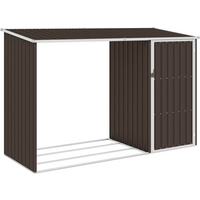 vidaXL Garden Firewood Shed Brown 245x98x159 cm Galvanised Steel