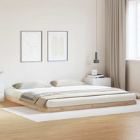 vidaXL Floor Bed Frame Natural 223.5 x 204 x 9 cm Solid Pine Wood