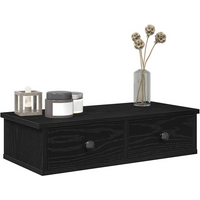vidaXL Wall Shelf with Drawers Black 60x28x15 cm Engineered Wood