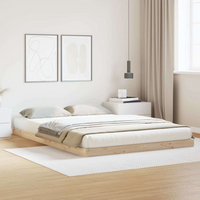 vidaXL Floor Bed Frame Natural 223.5 x 164 x 9 cm Solid Pine Wood