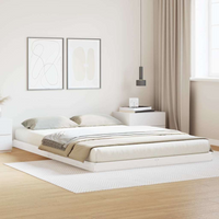 vidaXL Floor Bed Frame White 223.5 x 164 x 9 cm Solid Pine Wood