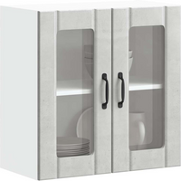 vidaXL Kitchen Wall Cabinet with Glass Door Lucca Concrete Grey Engineered Wood
