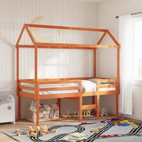 vidaXL Kids' Bed Roof Wax Brown 217x85.5x154 cm Solid Wood Pine
