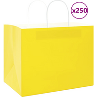 vidaXL Paper Bags 250 pcs with Handles Yellow 32x22x24 cm