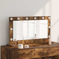 vidaXL Vanity Mirror with LED Strip Lights Smoked Oak 80 x 45 x 18 cm