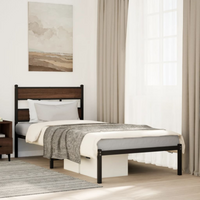 vidaXL Bed Frame without Mattress with Headboard Brown Oak 75x190 cm Small Single