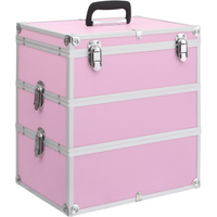 vidaXL Make-up Case 37x24x40 cm Pink Aluminium