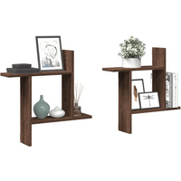 vidaXL Wall Shelves 2 pcs Brown Oak 50x12x50 cm Engineered Wood